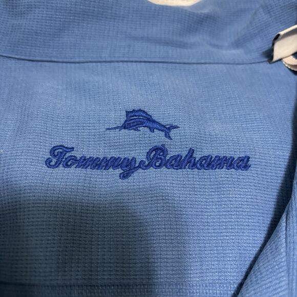 Tommy Bahama Mens Size 4XLB Button Up Silk Blend Short Sleeve Shirt Blue - Picture 8 of 10
